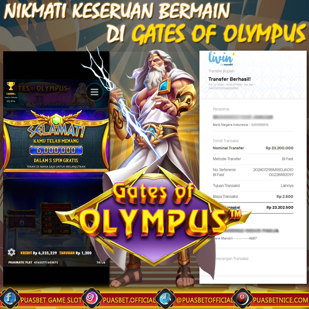 BUKTI WD PUASBET 30  JULI 2024 ( Gates of Olympus Pragmatic Play  ) Rp 23,200,000 – LUNAS)