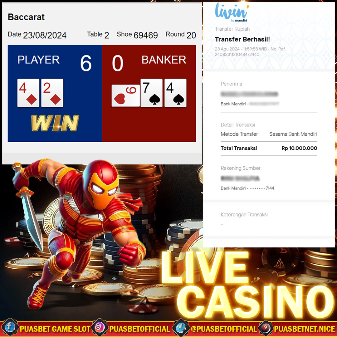 BUKTI WD PUASBET 23 AGUSTUS 2024 ( Baccarat Classic Sexy Gaming ) Rp 10,000,000 – LUNAS)