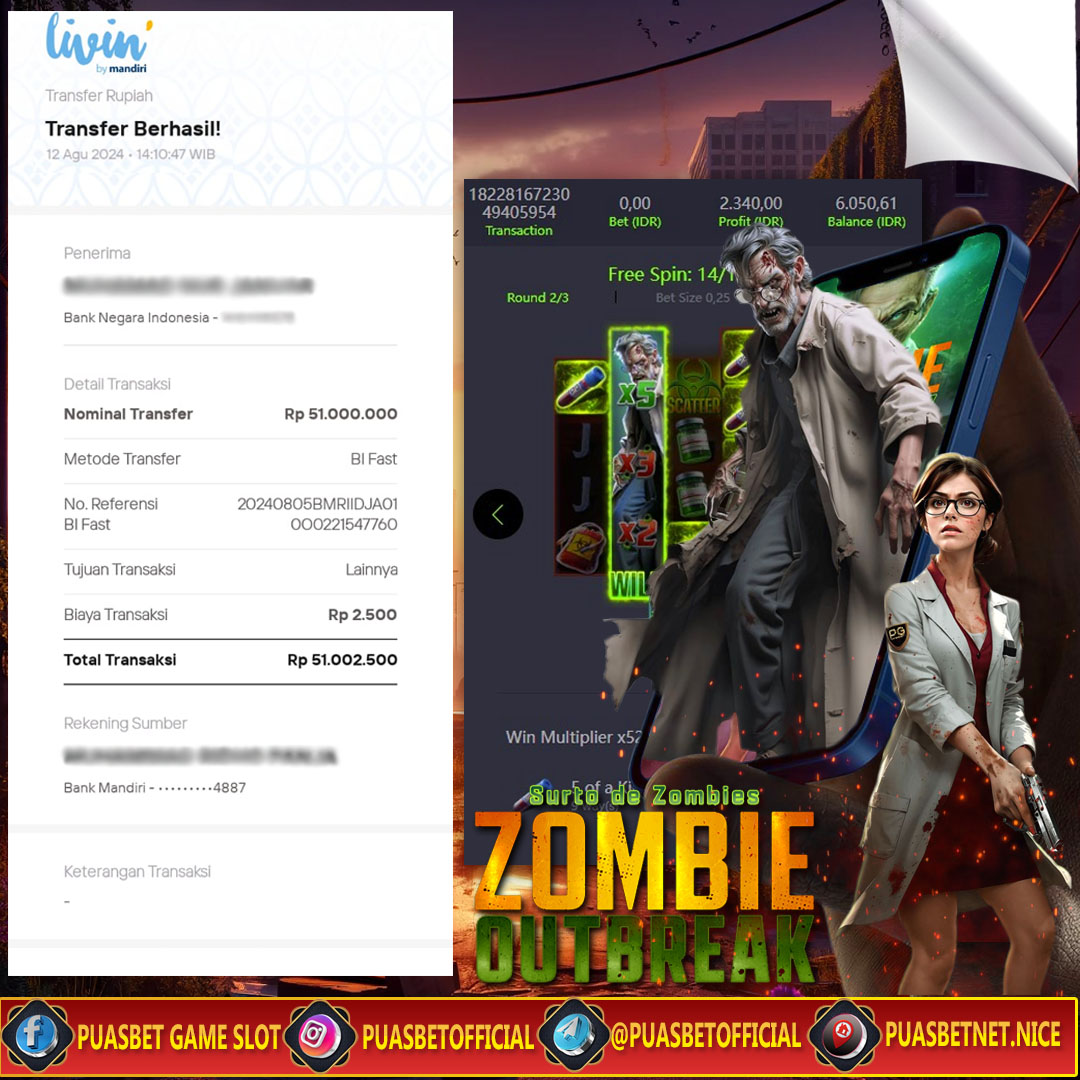 BUKTI WD PUASBET 12 AGUSTUS 2024 ( Zombie Outbreak Pg Soft) Rp 51,000,000 – LUNAS)