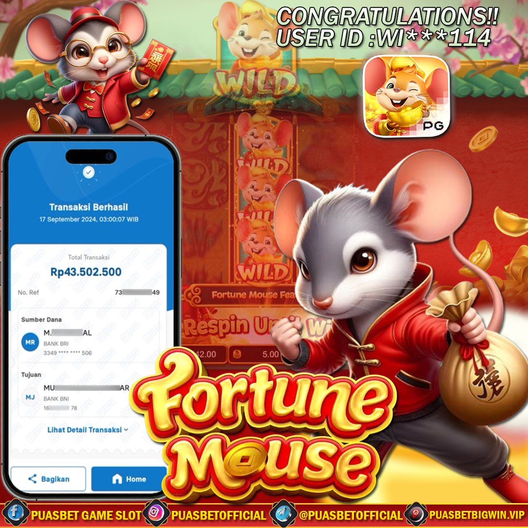 BUKTI WD PUASBET 17 SEPTEMBER 2024 ( Fortune Mouse Pg Soft  ) Rp 43,000,000 – LUNAS)