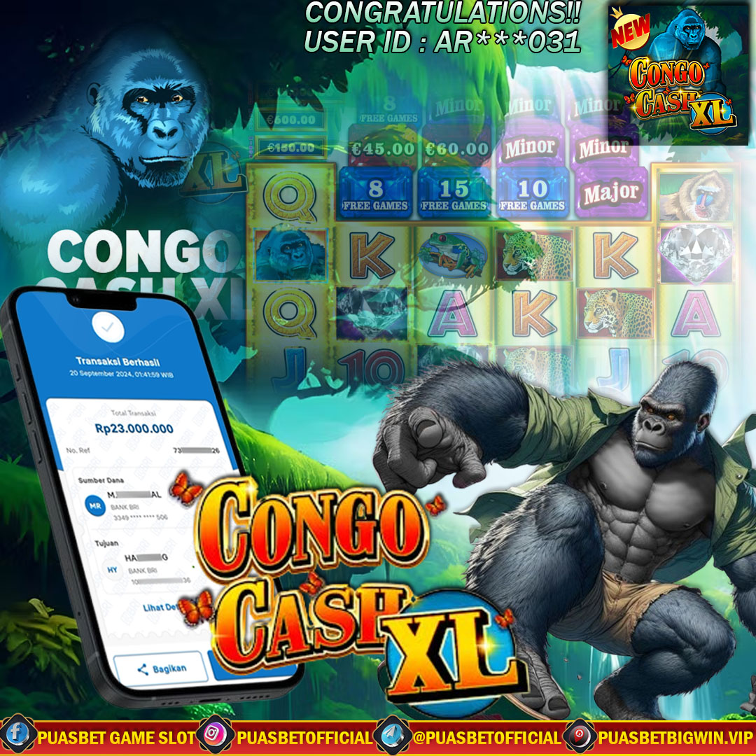 BUKTI WD PUASBET 20 SEPTEMBER 2024 ( Congo Cash XL Pragmatic Play  ) Rp 23,000,000 – LUNAS)