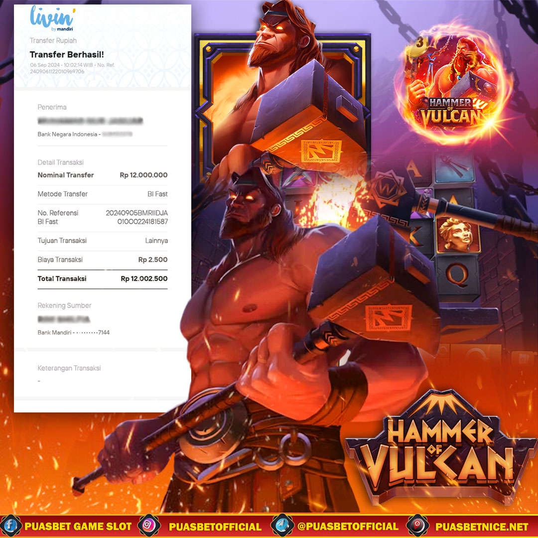 BUKTI WD PUASBET 06 SEPTEMBER 2024 ( Hammer of Vulcan 5G Gaming ) Rp 12,000,000 – LUNAS)