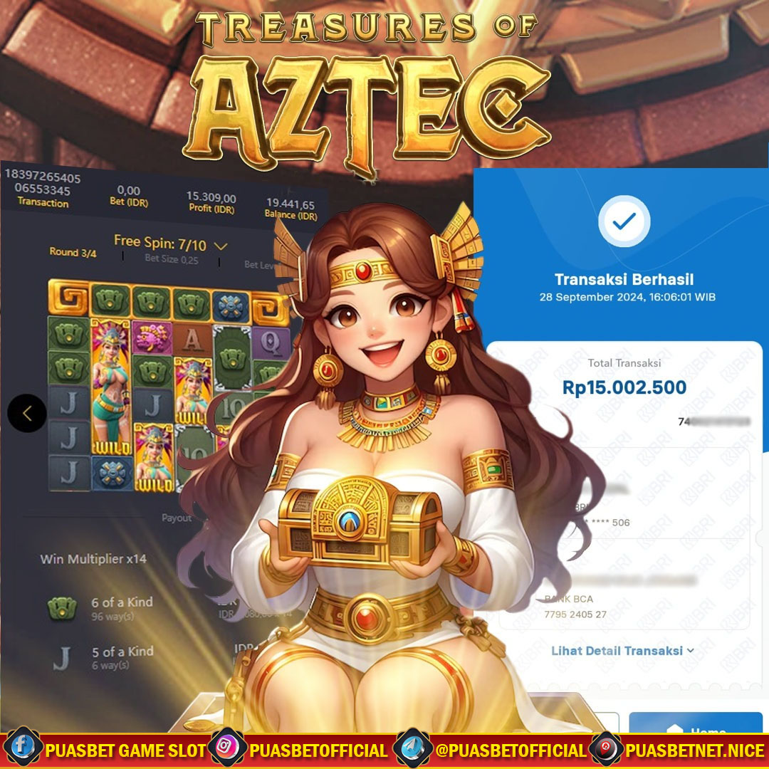 BUKTI WD PUASBET 28 SEPTEMBER 2024 ( Treasures of Aztec Pg Soft  ) Rp 15,000,000 – LUNAS)