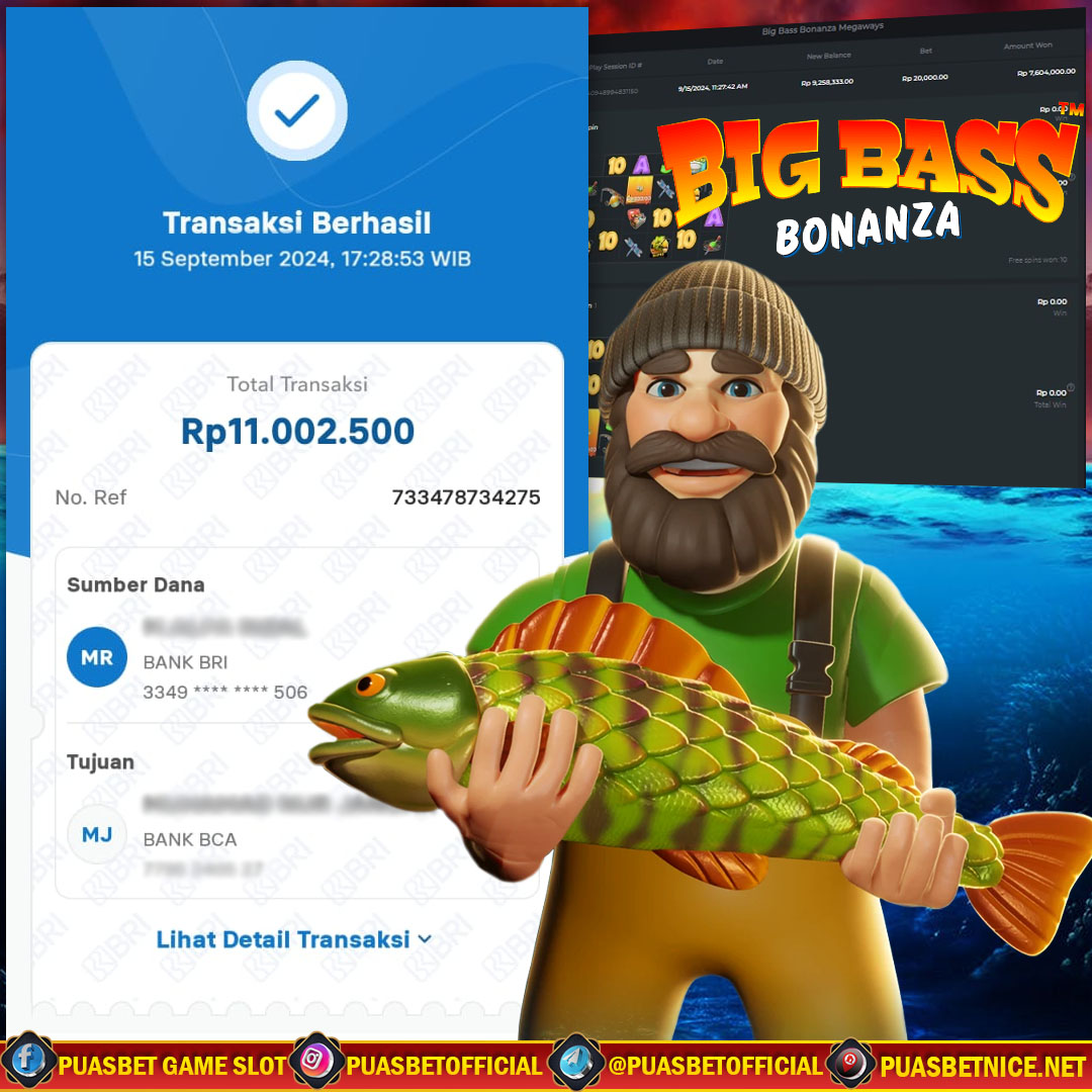 BUKTI WD PUASBET 15 SEPTEMBER 2024 ( Big Bass Bonanza Megaways Pragmatic Play  ) Rp 11,000,000 – LUNAS)