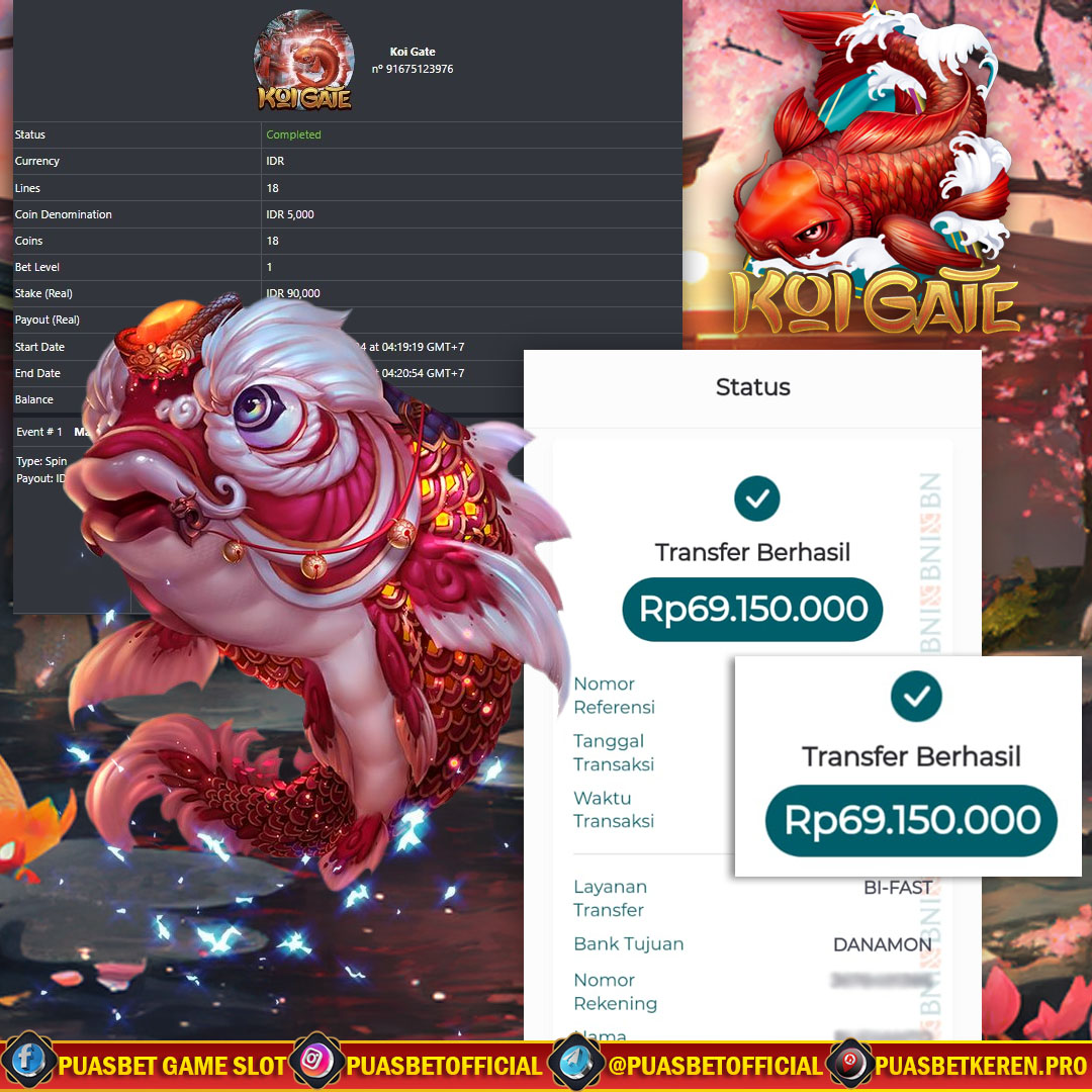 BUKTI WD PUASBET 11 SEPTEMBER 2024 ( Koi Gate Habanero  ) Rp 69,150,000 – LUNAS)