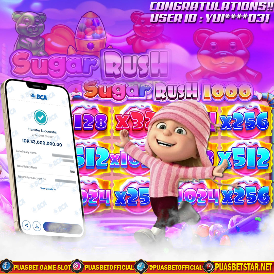 BUKTI WD PUASBET 27 OCTOBER 2024 ( Sugar Rush1000 Pragmatic Play ) Rp 33.000.000 – LUNAS)