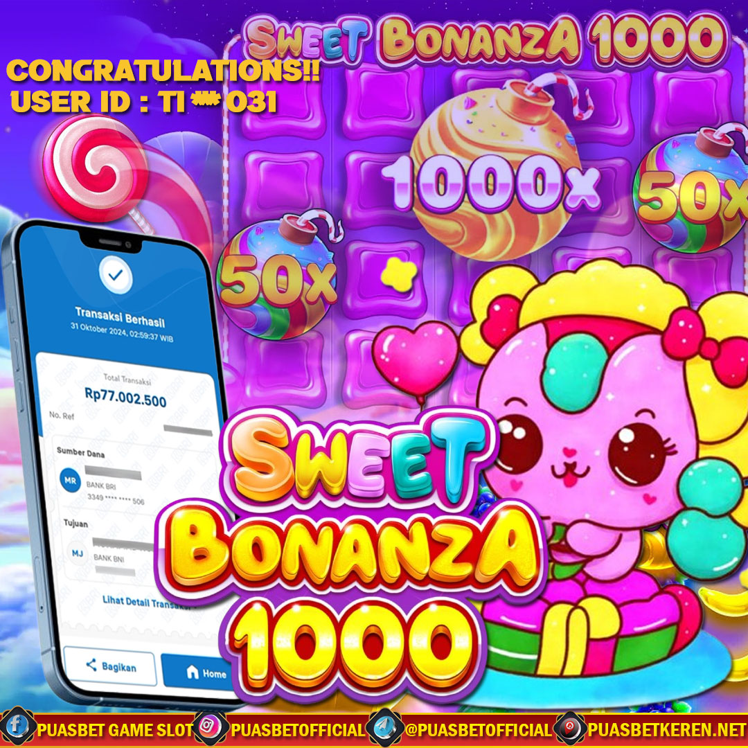 BUKTI WD PUASBET 31 OCTOBER 2024 ( Sweet Bonanza 1000 Pragmatic Play ) Rp 77.000.000 – LUNAS)