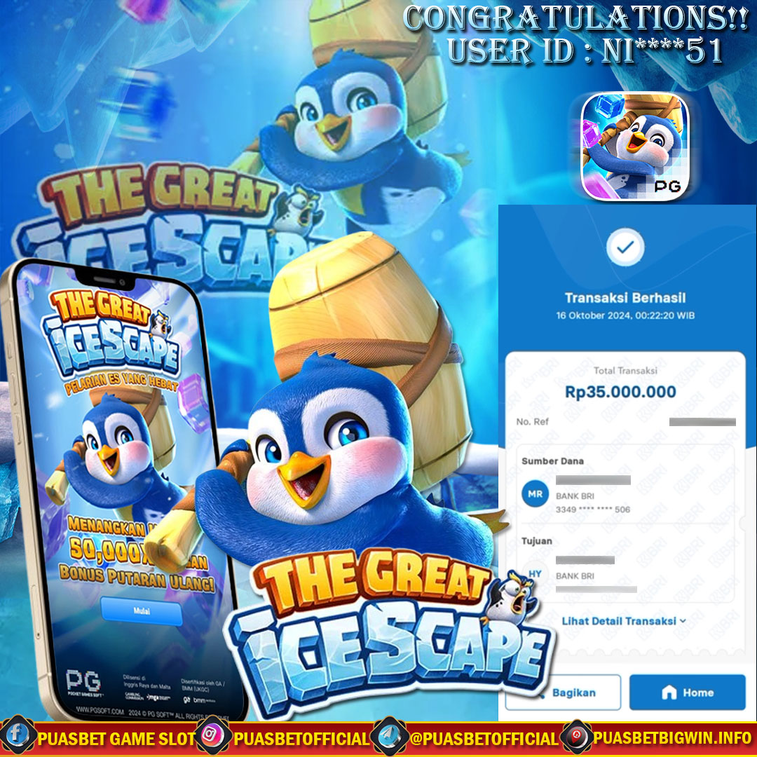 BUKTI WD PUASBET 16 OCTOBER 2024 ( The Great Icescape Pg Soft ) Rp 35.000.000 – LUNAS)