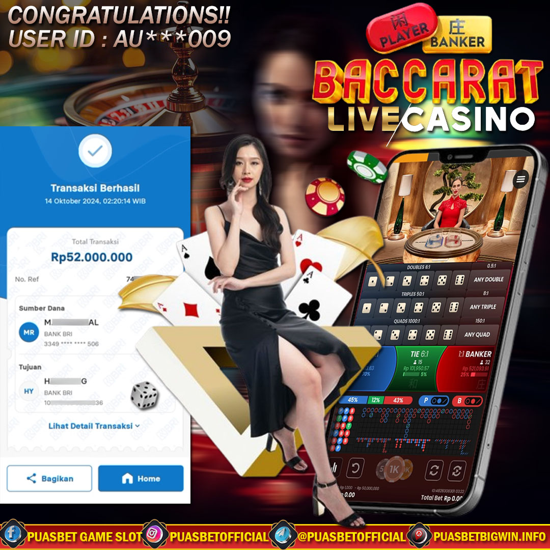 BUKTI WD PUASBET 14 OCTOBER 2024 ( Baccarat Live Casino  ) Rp 52.000.000 – LUNAS)