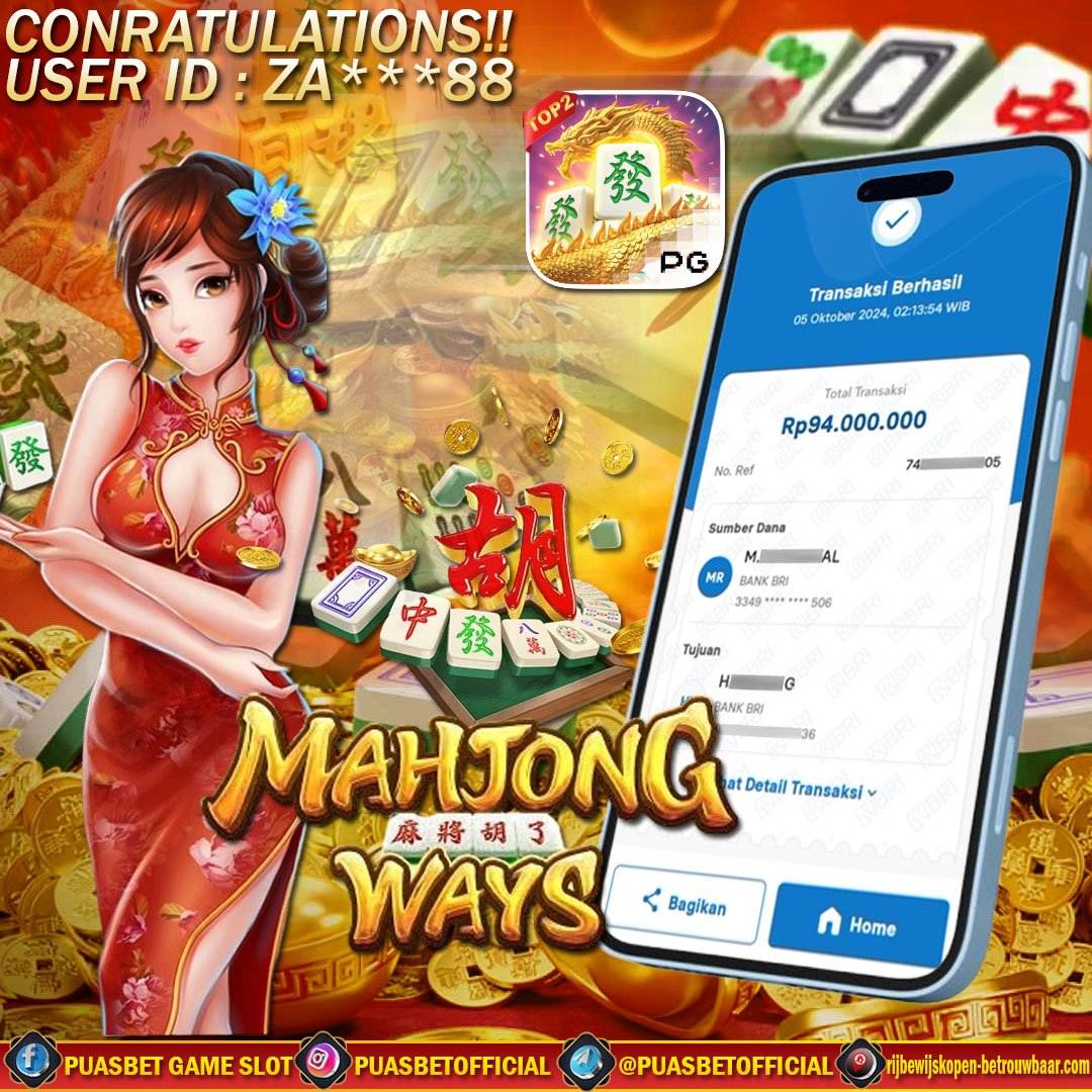 BUKTI WD PUASBET 05 OCTOBER 2024 ( Mahjong Ways  Pg Soft  ) Rp 94.000.000 – LUNAS)