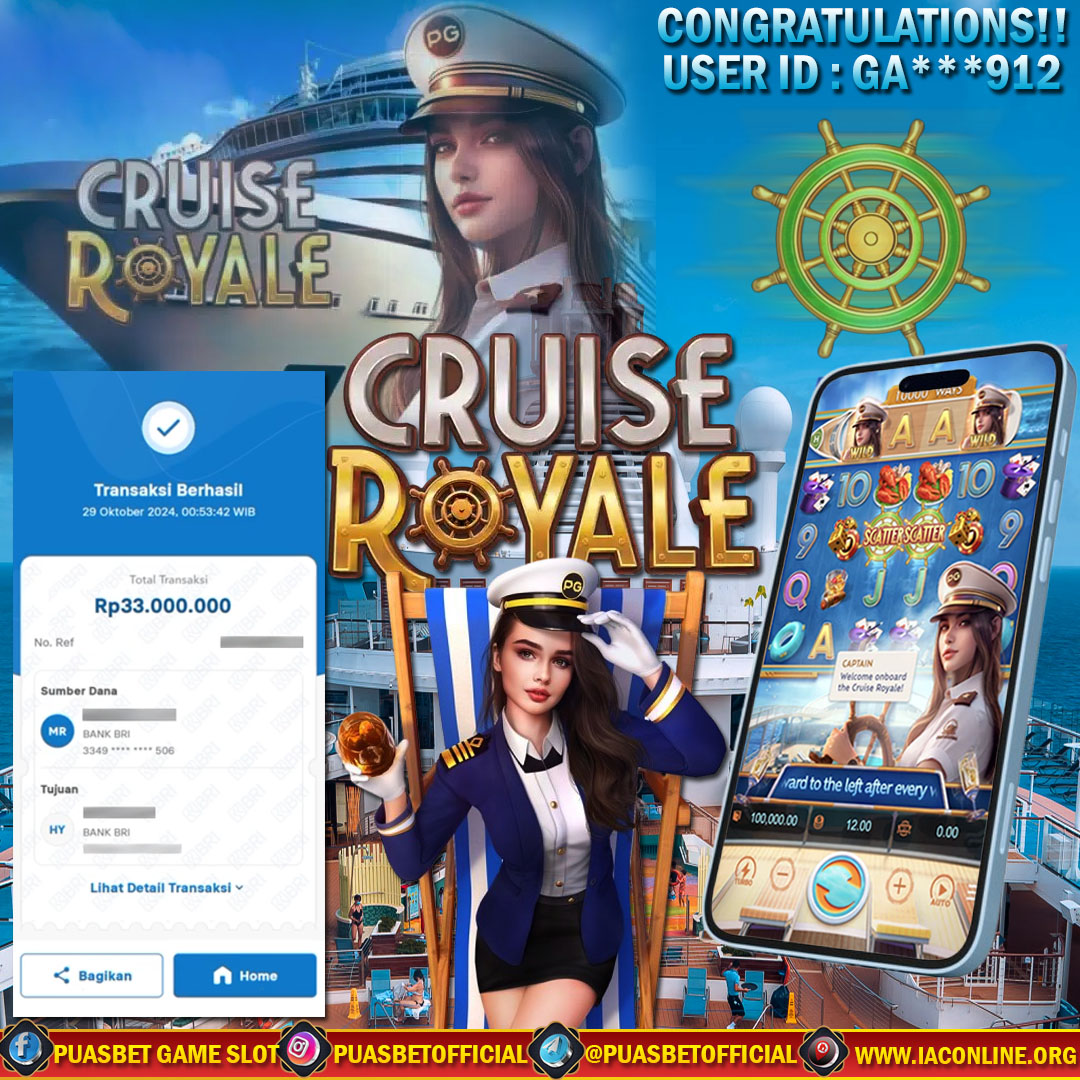 BUKTI WD PUASBET 29 OCTOBER 2024 ( Cruise Royale Pg Soft ) Rp 33.000.000 – LUNAS)