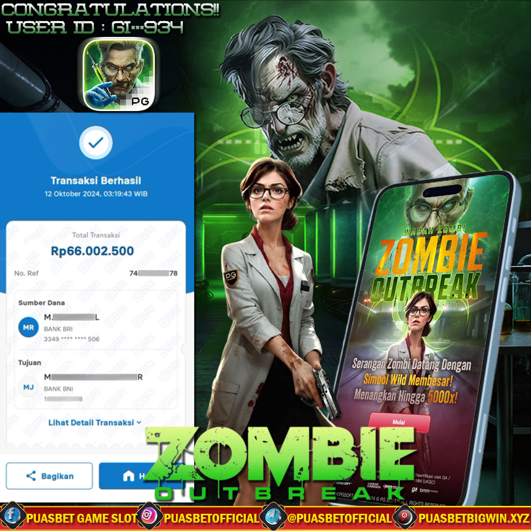 BUKTI WD PUASBET 12 OCTOBER 2024 ( Zombie Out Break Pgsoft ) Rp 66.000.000 – LUNAS)