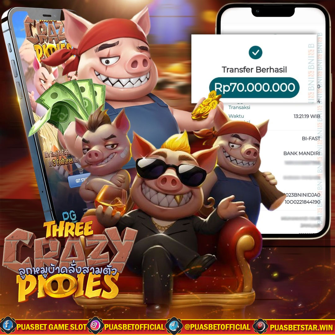 BUKTI WD PUASBET 24 OCTOBER 2024 ( Three Crazy Piggies Pgsoft ) Rp 70.000.000 – LUNAS)