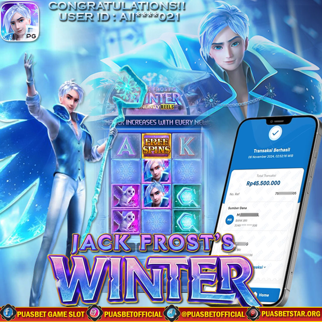 BUKTI WD PUASBET 06 NOVEMBER 2024 ( Jack Frost Winter Pg Soft ) Rp 45.500.000 – LUNAS)