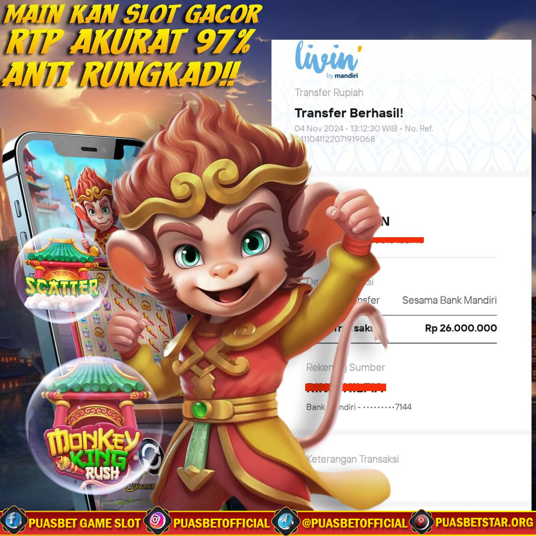 BUKTI WD PUASBET 04 NOVEMBER 2024 ( Wukong Rush Pragmatic Play ) Rp 26.000.000 – LUNAS)