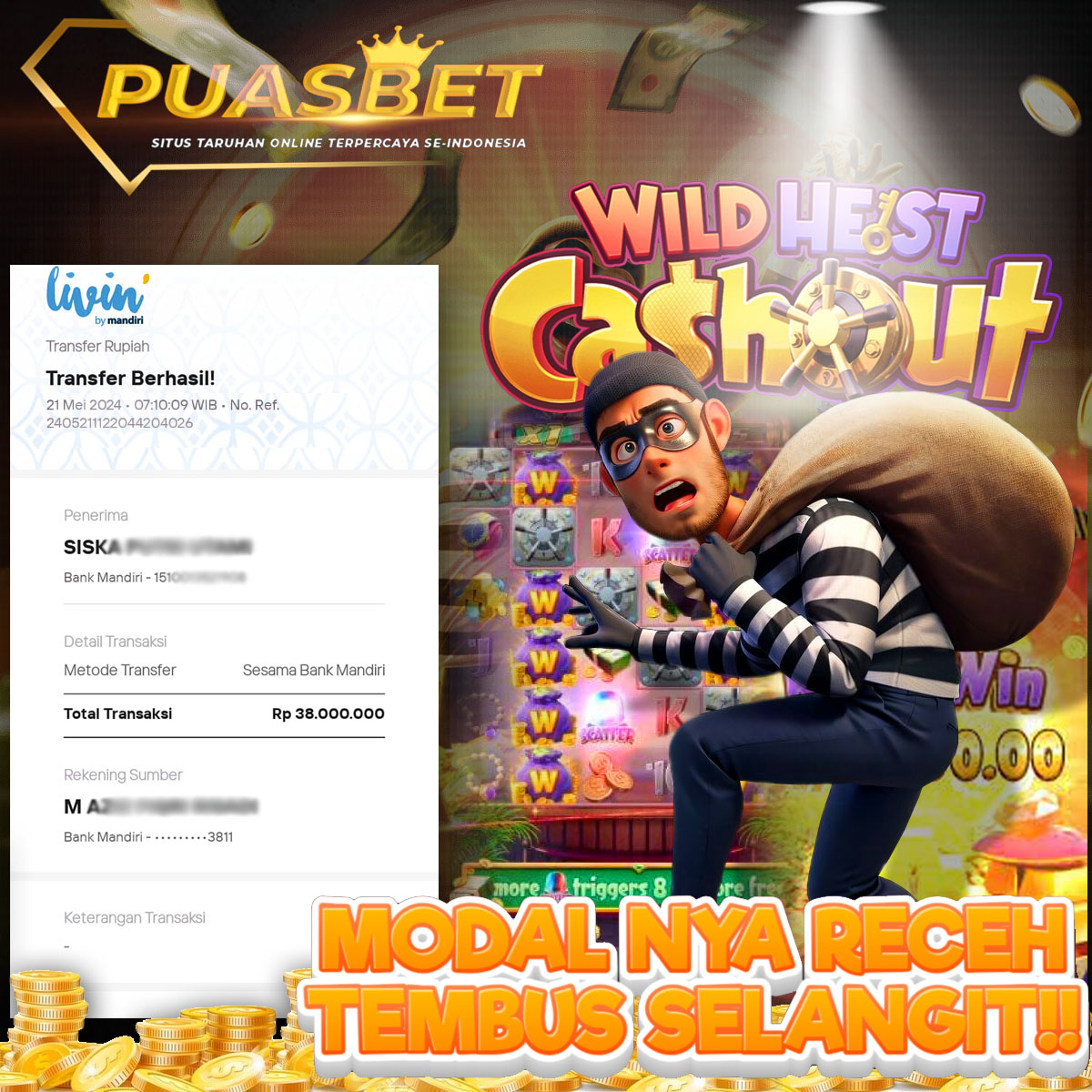 BUKTI WD PUASBET 21 MAY 2024 ( Heart of Cleopatra ) Rp.12,800,000 – LUNAS)